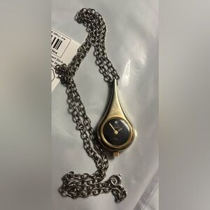 Vintage Caravelle By Bulova Swiss Pendant Watch Teardrop Necklace Watch Retro